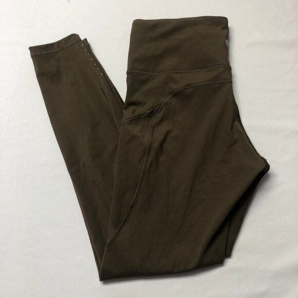 CRZ Yoga Dark Olive Athletic Workout Exercise Leggings - Picture 1 of 9